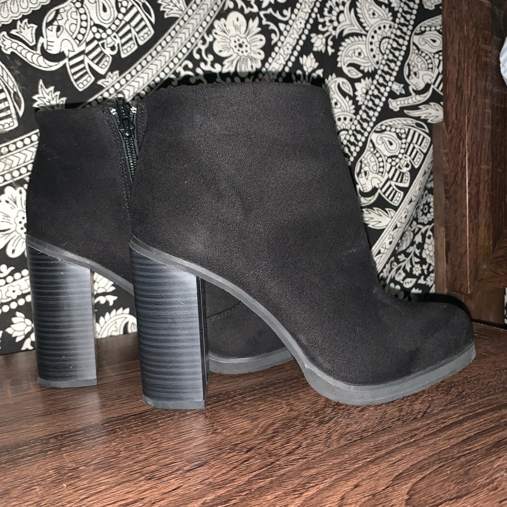 black high heel booties